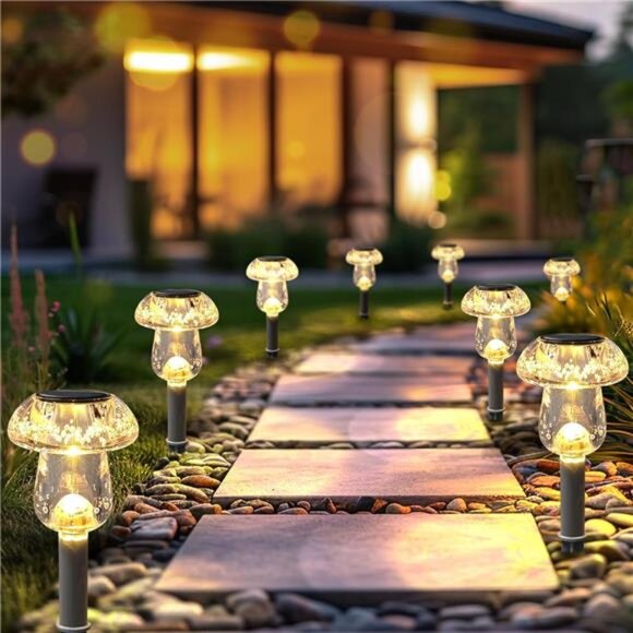 Solar Lights Outdoor Mushroom LED Waterproof Garden Pathway Yard Lawn Decor 8 Pa - Picture 6 of 7